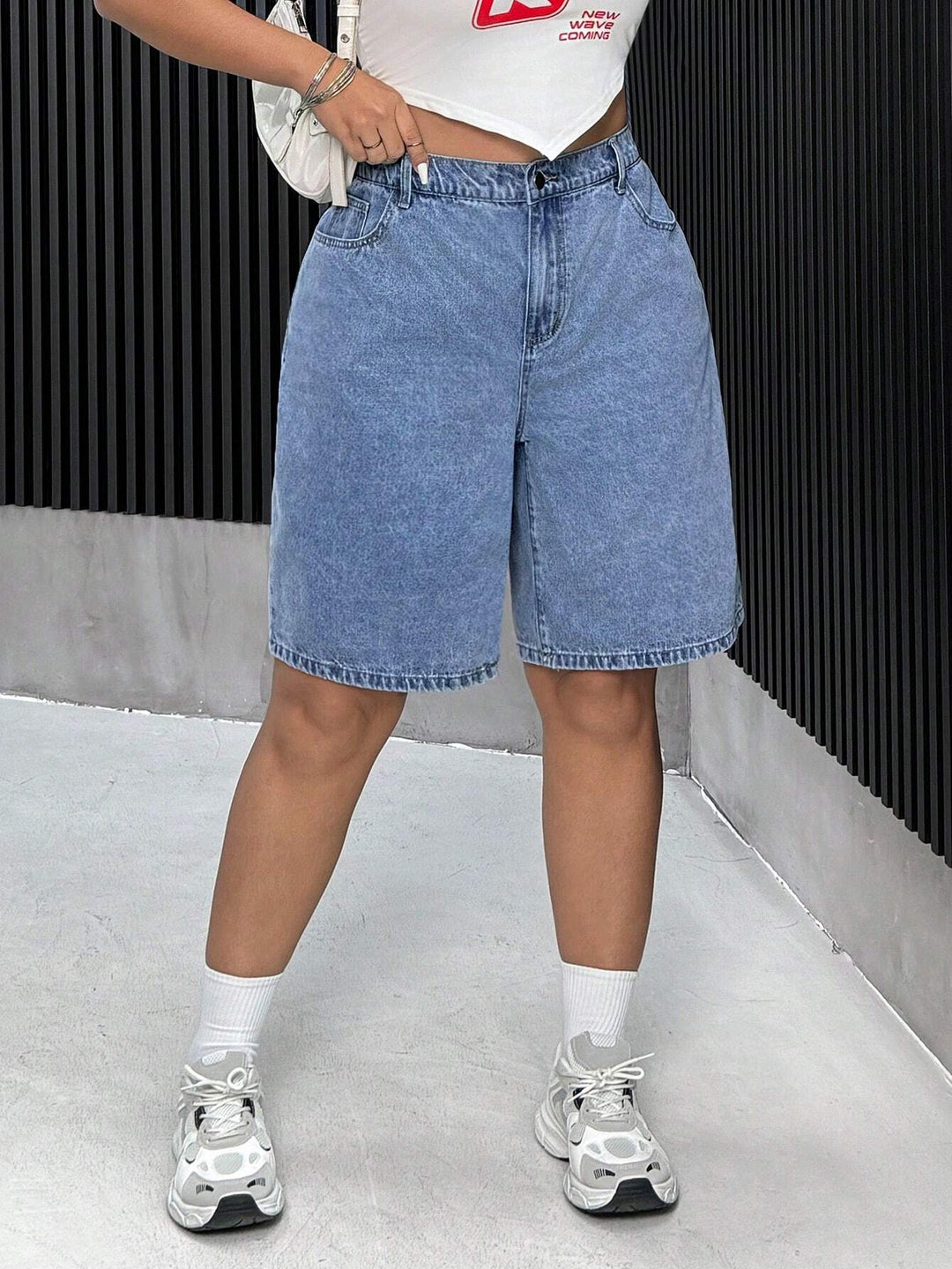 Pantaloni scurți de blugi SHEIN, albastru