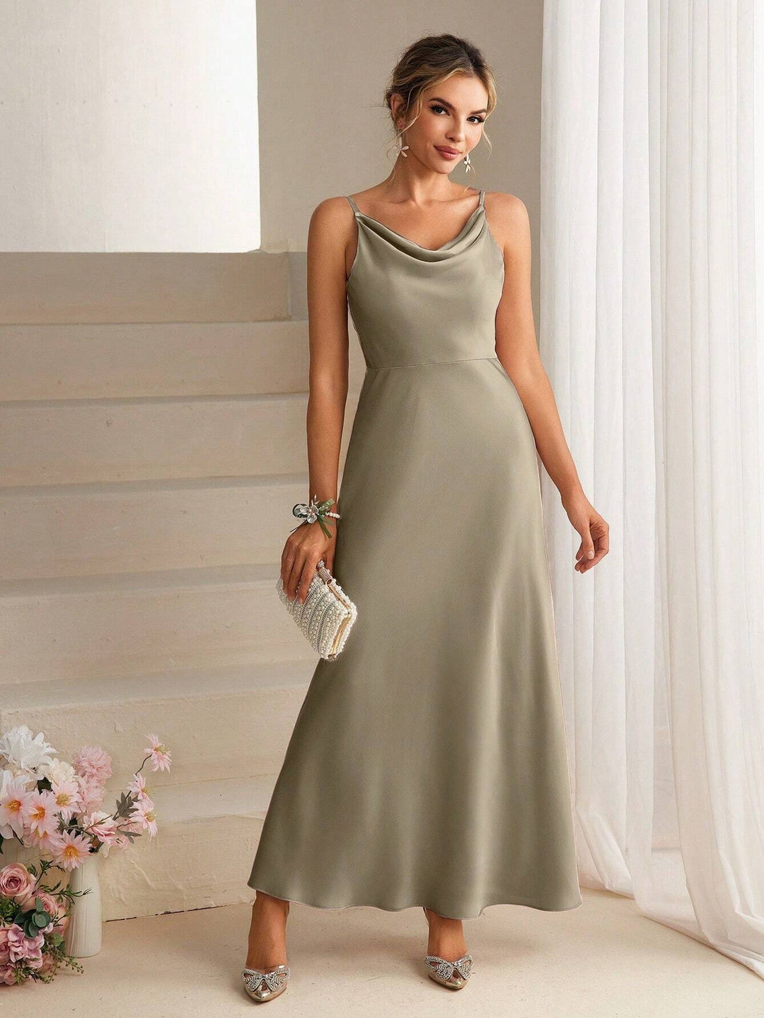 Rochie maxi SHEIN, kaki