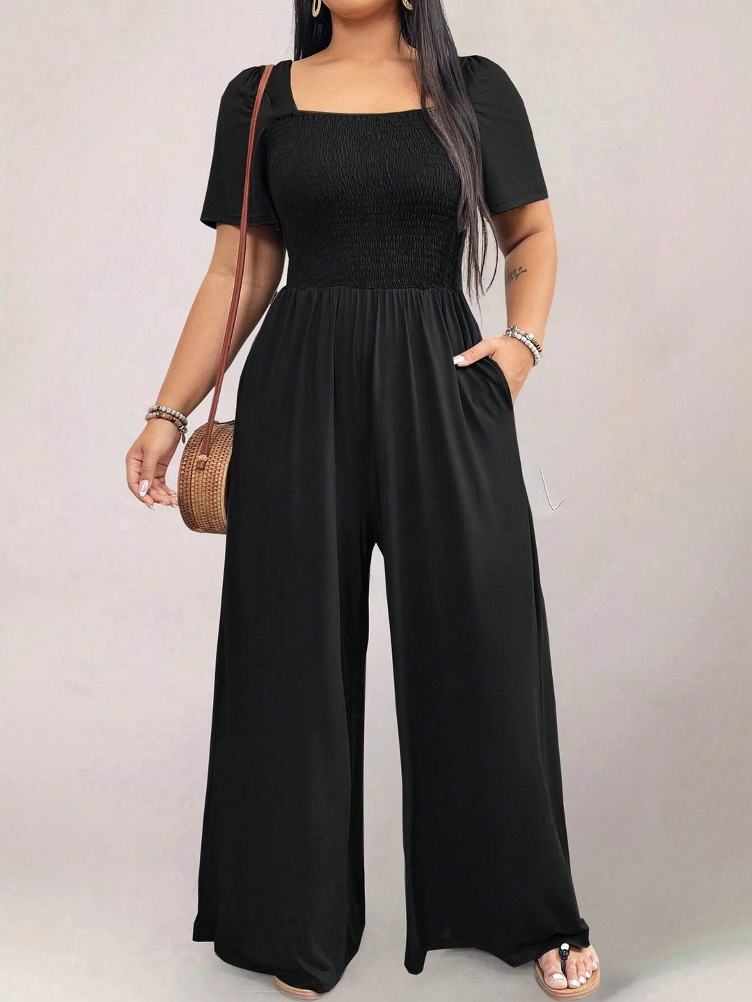 SHEIN hosszú jumpsuit, fekete