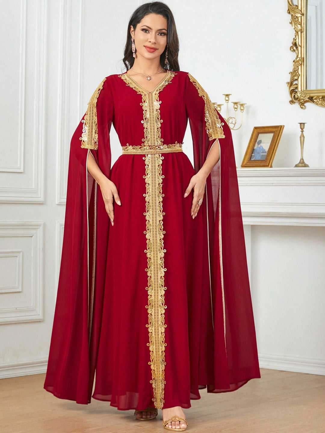 Set caftan și jalabiya SHEIN, roșu