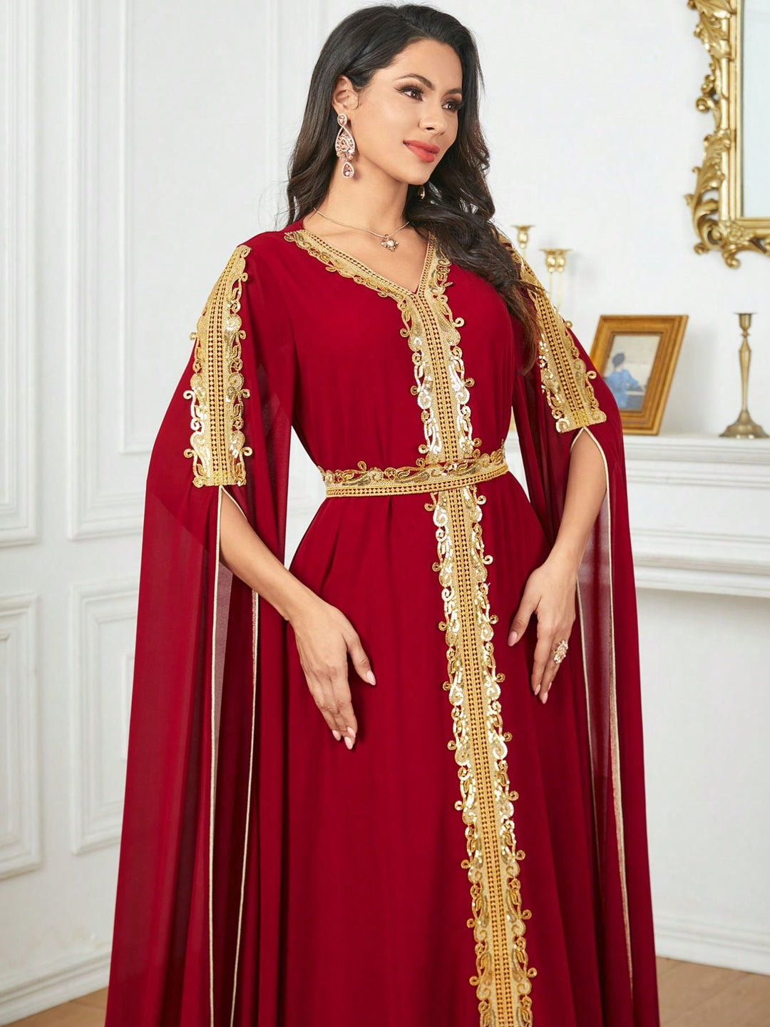 Set caftan și jalabiya SHEIN, roșu