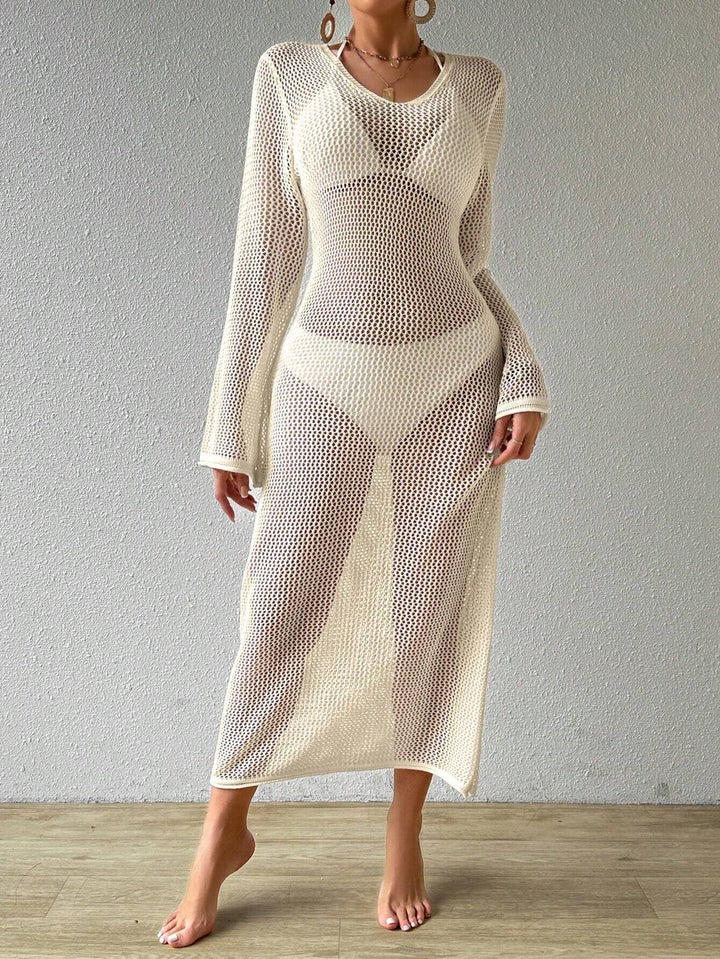 Rochie midi de plajă SHEIN, crem