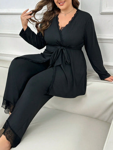 Compleu pijamale SHEIN, negru