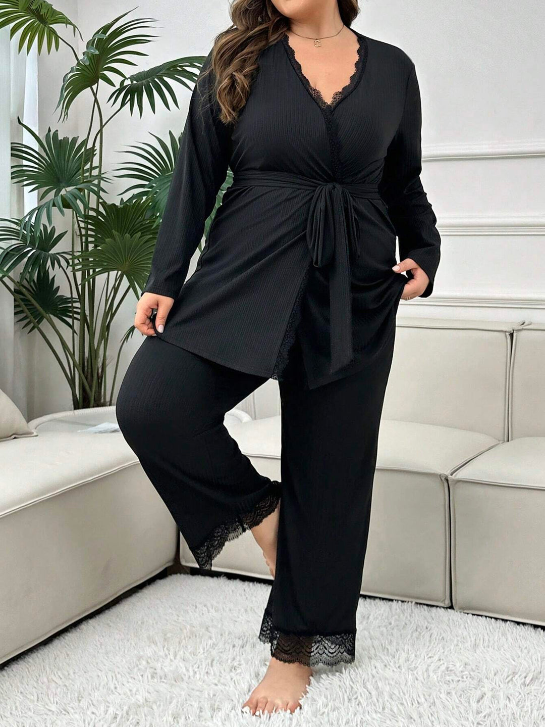 Compleu pijamale SHEIN, negru