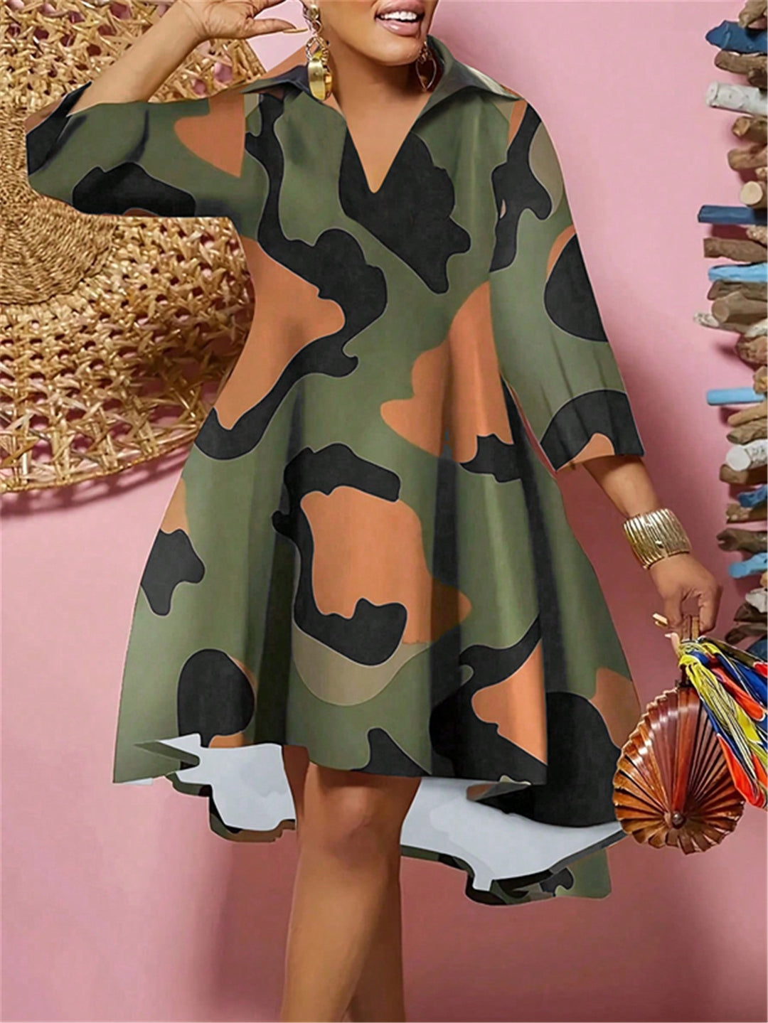 Rochie midi SHEIN, kaki