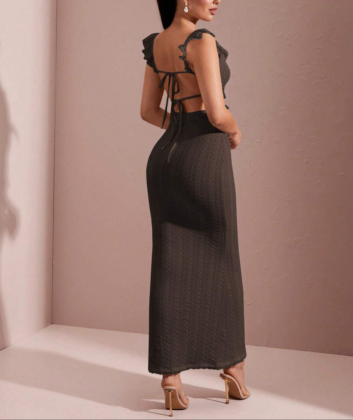 Shein maxi ruha, barna