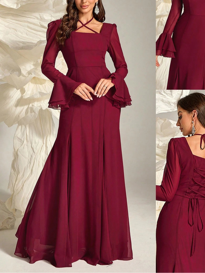 SHEIN maxi ruha, bordó