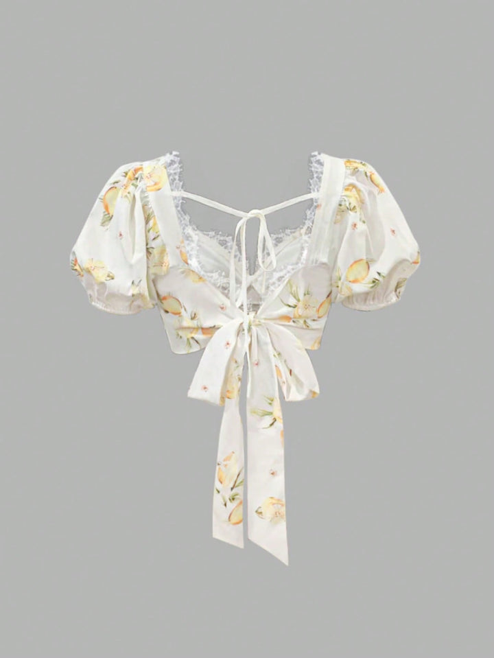 Bluza crop SHEIN, alb