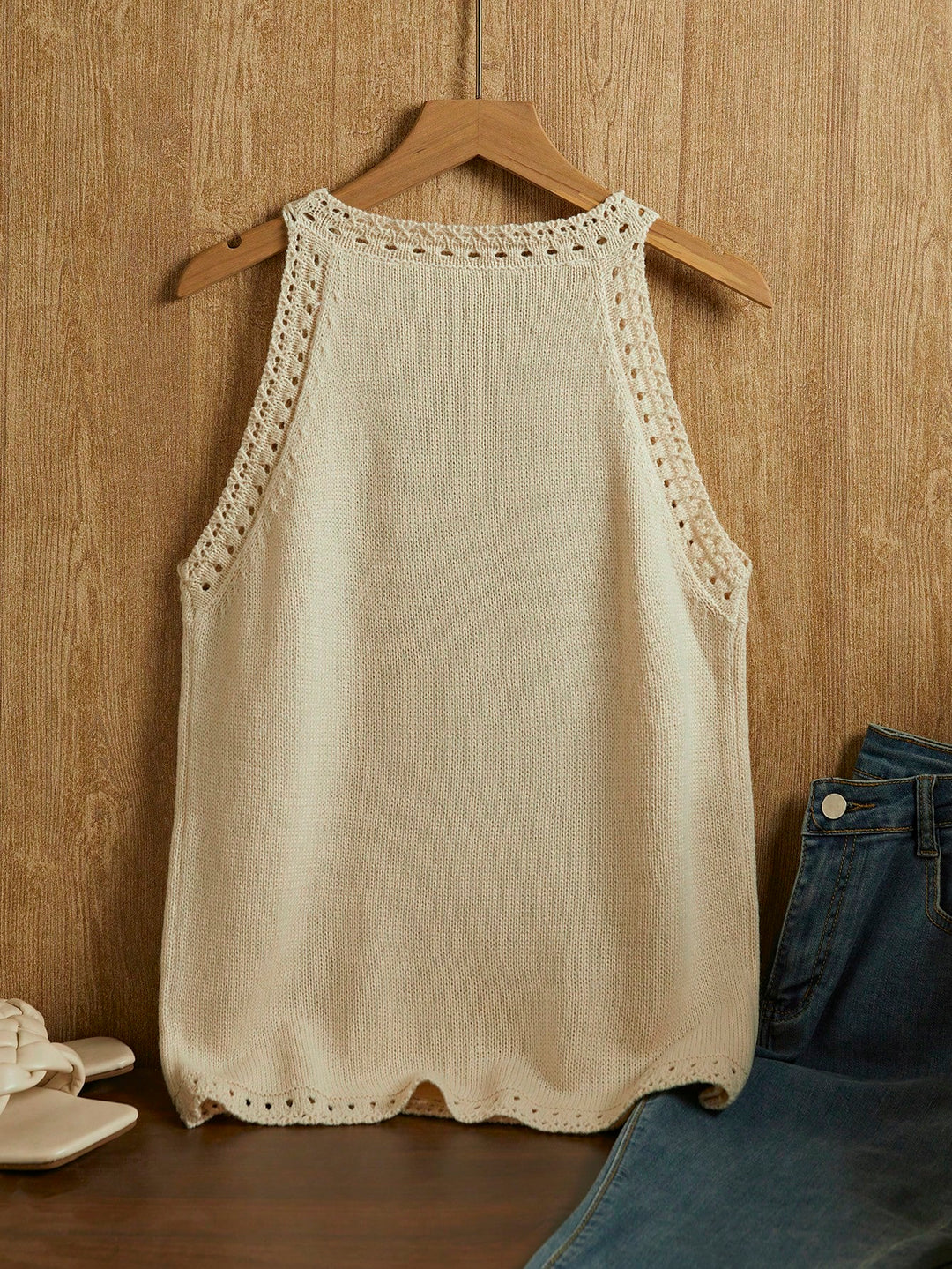 Top tricotat SHEIN, crem