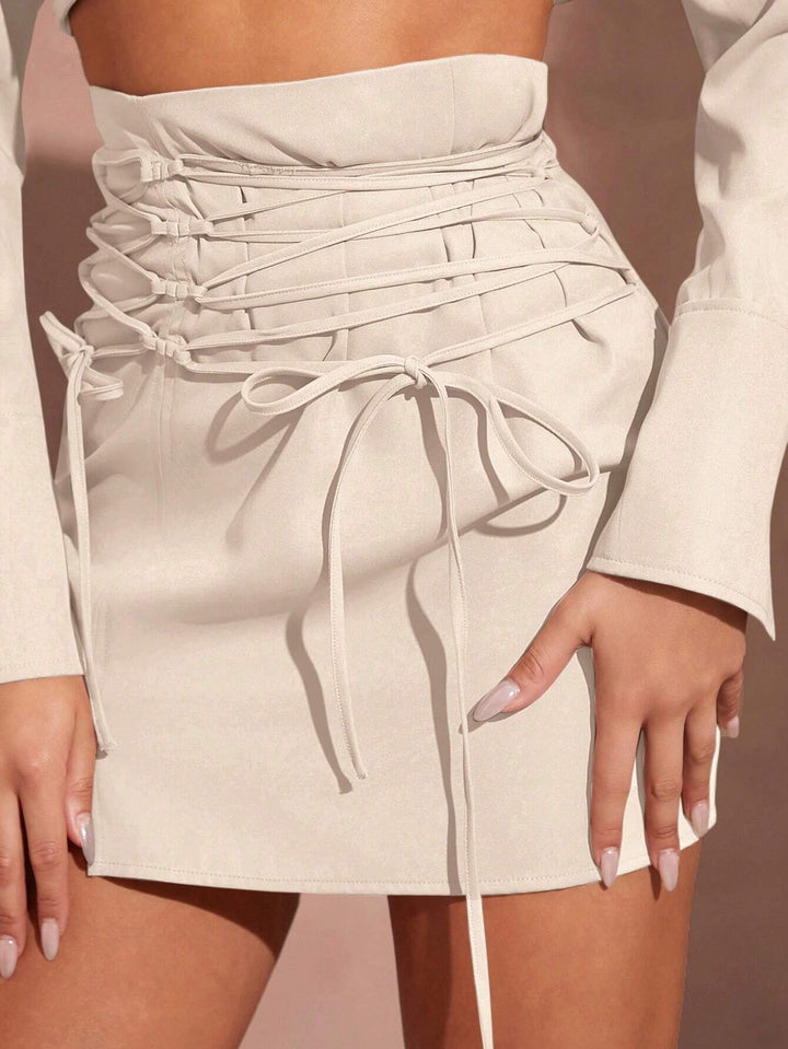 Shein miniszoknya, bézs