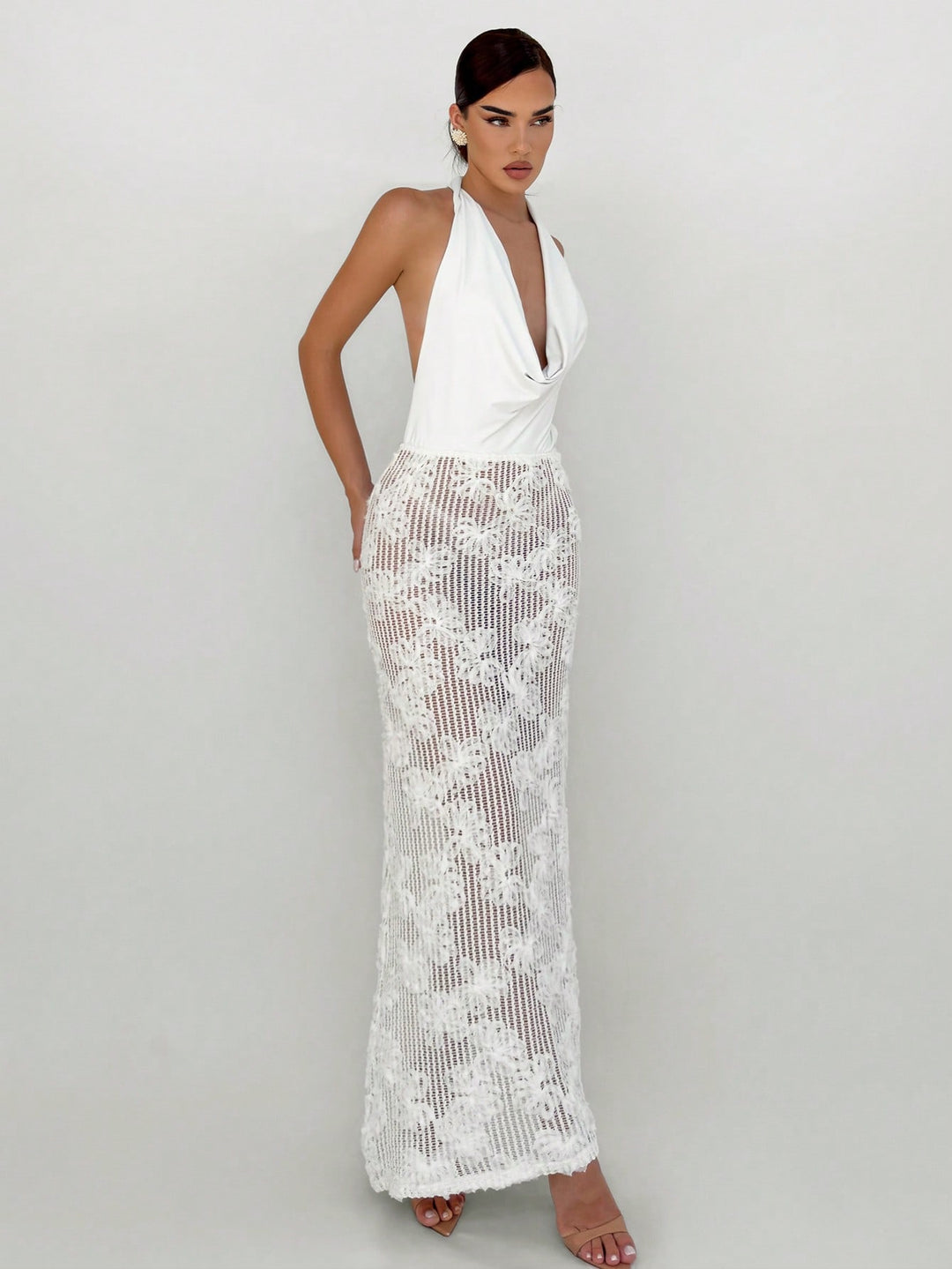 Rochie maxi SHEIN, bej