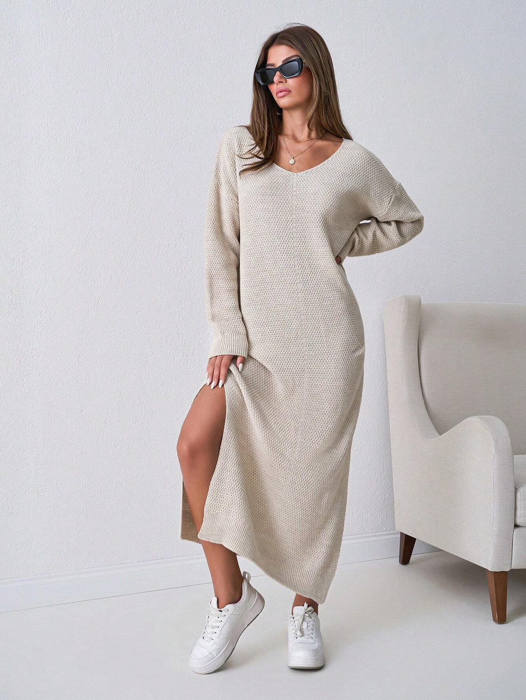 Rochie maxi SHEIN, bej