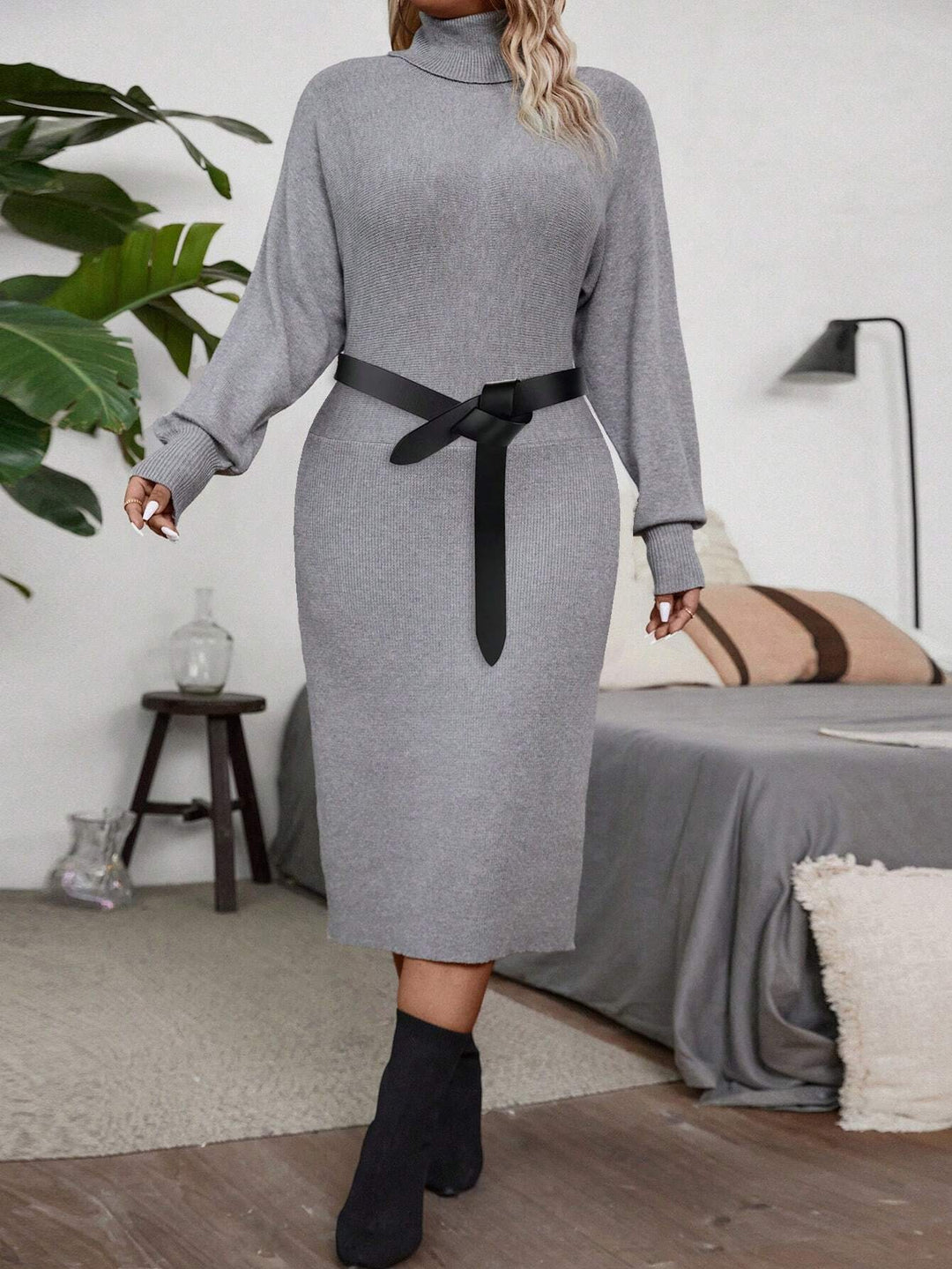 Rochie midi Shein Curve+, gri