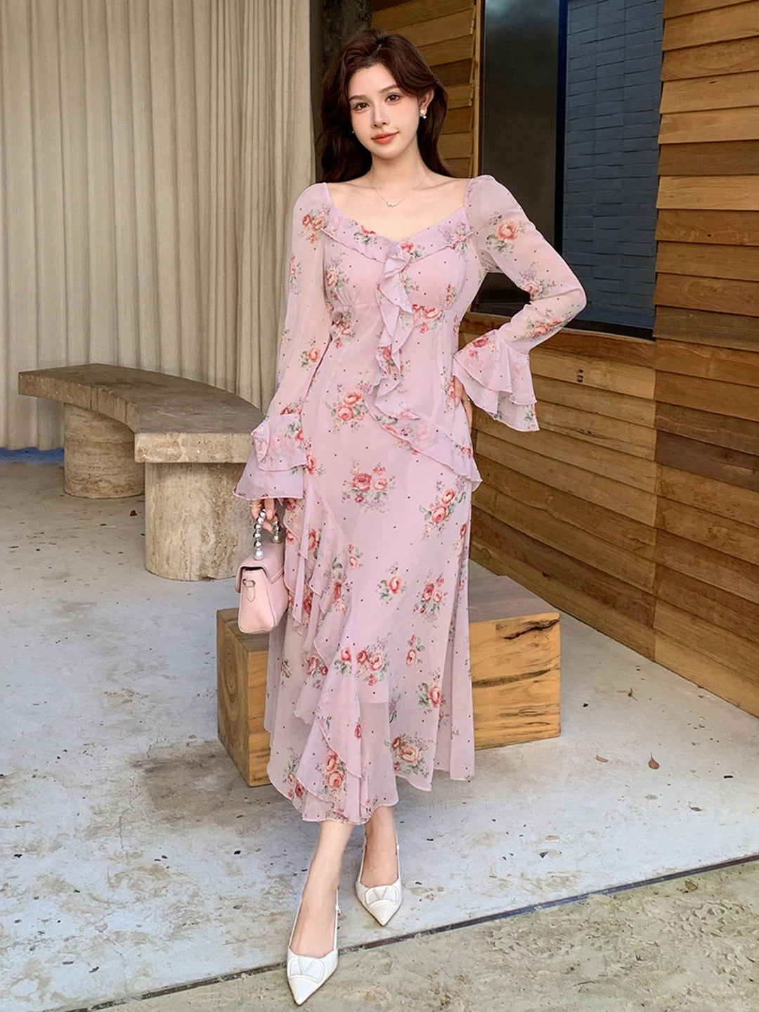 Rochie midi SHEIN, roz
