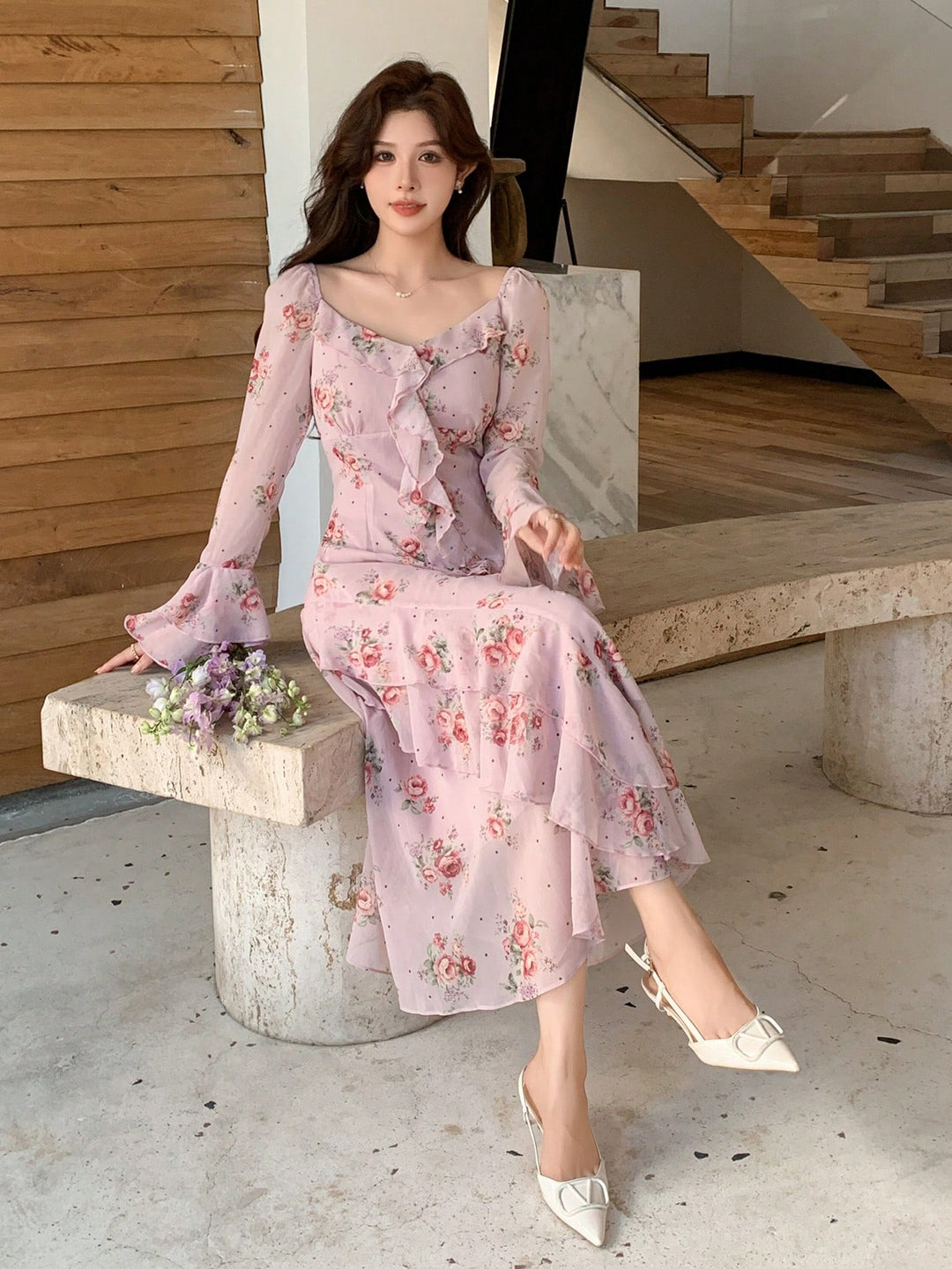 Rochie midi SHEIN, roz