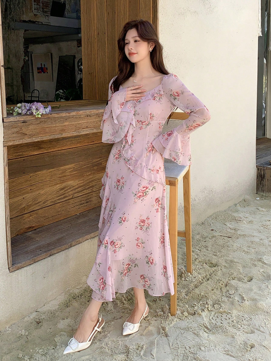 Rochie midi SHEIN, roz