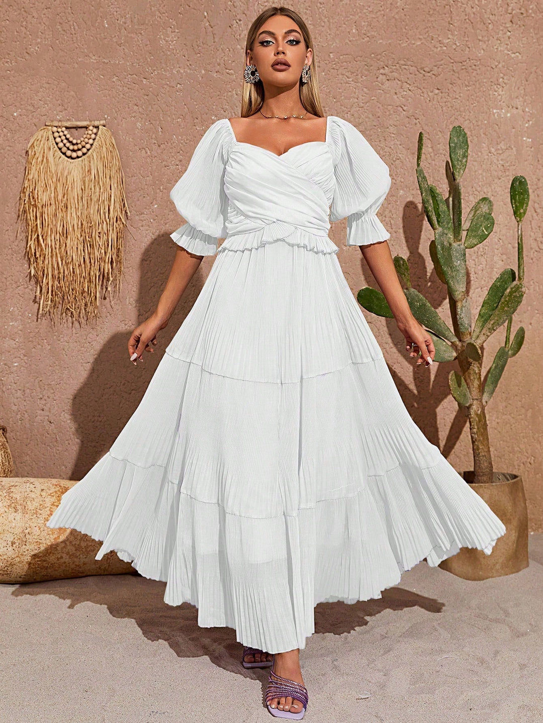 Rochie maxi SHEIN, alb