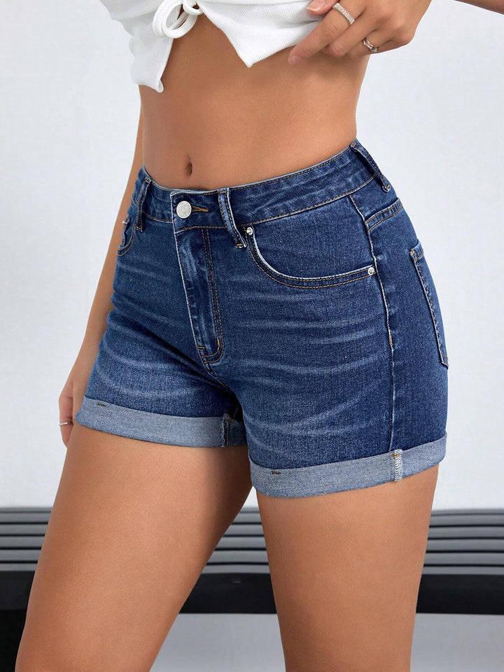 Pantaloni scurți de blugi SHEIN, albastru