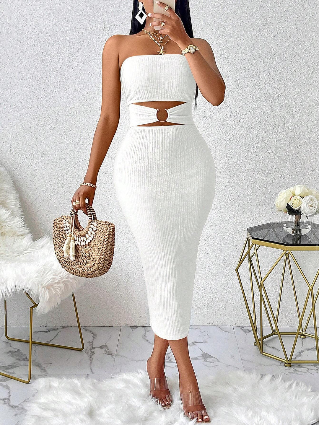 Rochie midi SHEIN, alb