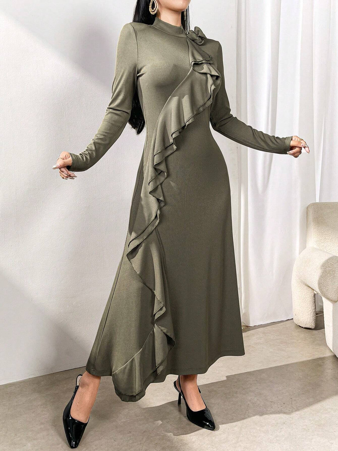 Rochie maxi Shein, kaki