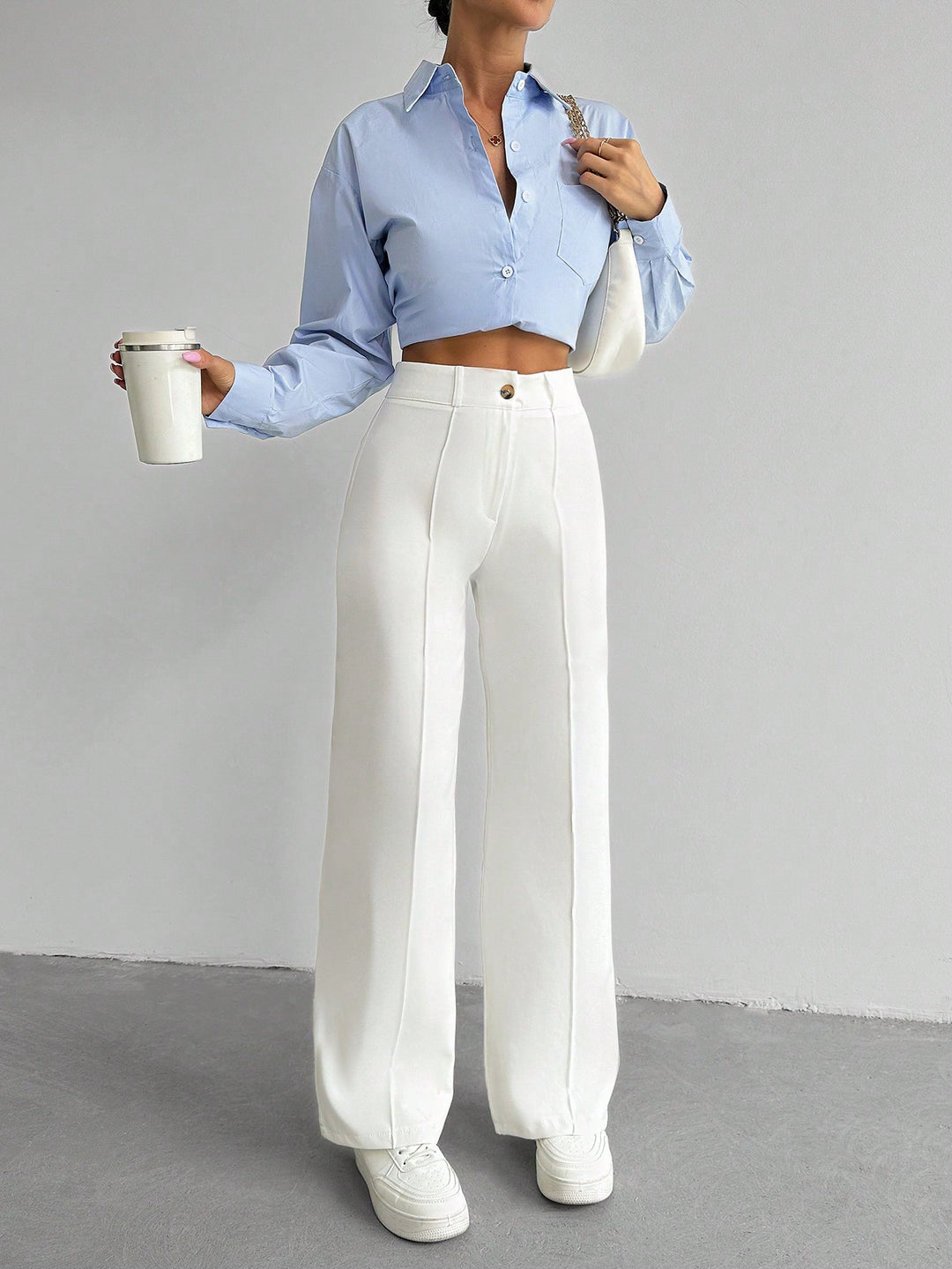 Pantalon SHEIN, alb