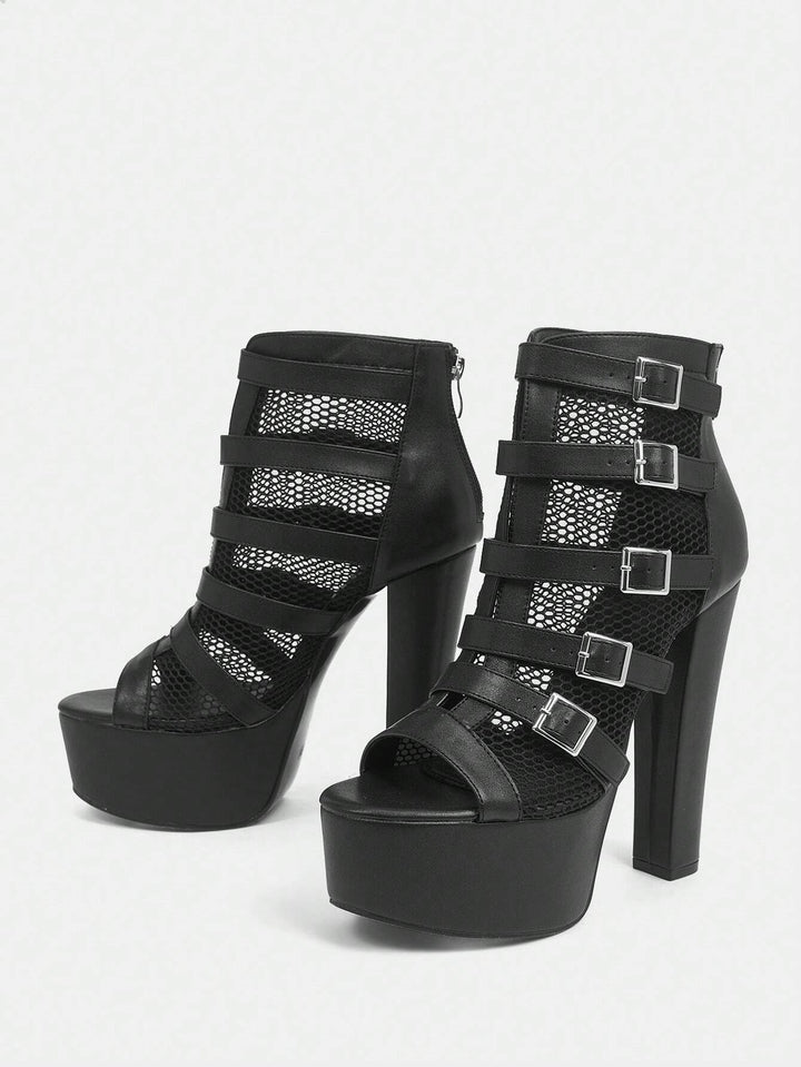 Sandale cu toc SHEIN, negru