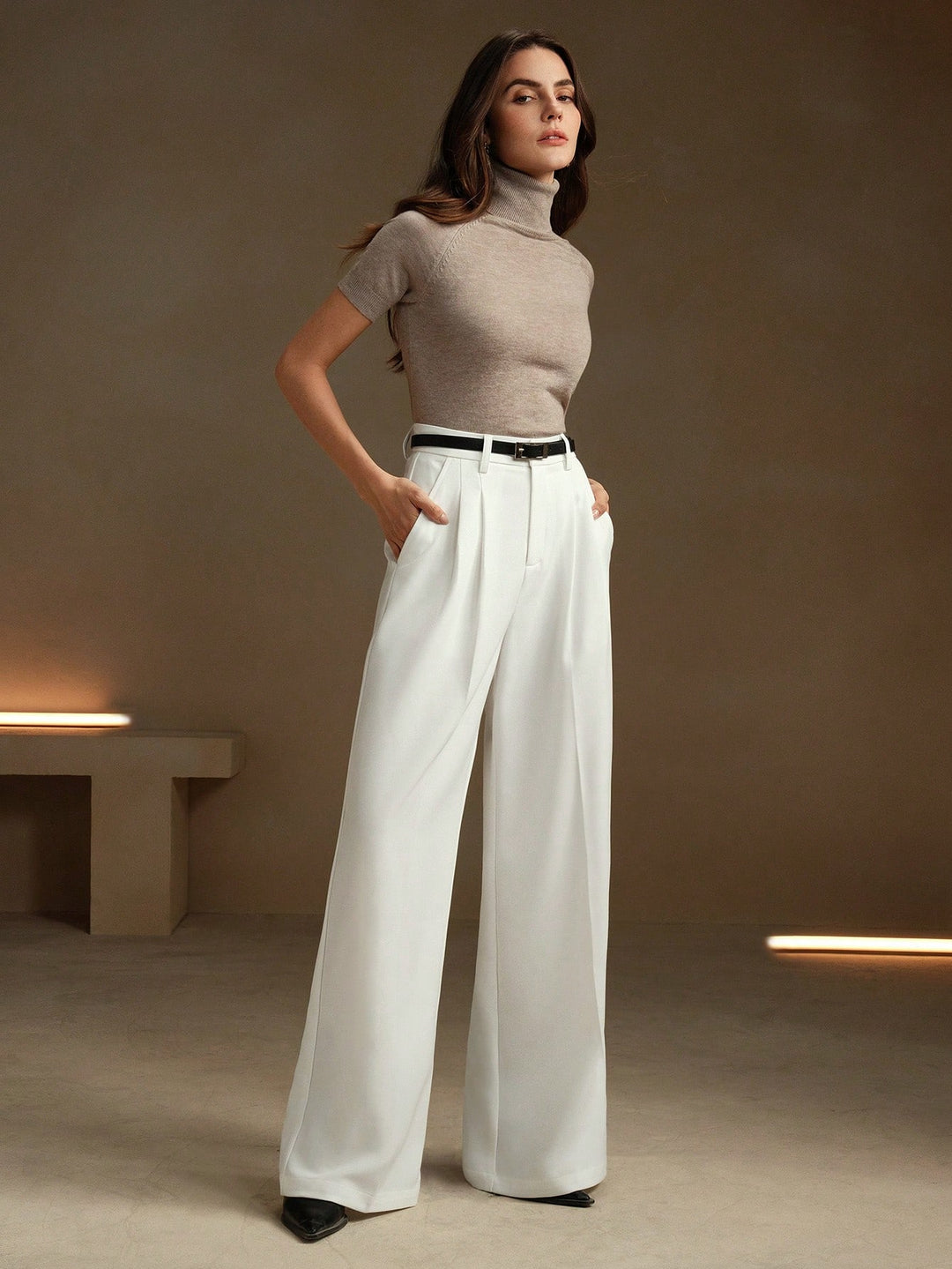 Pantalon SHEIN, alb