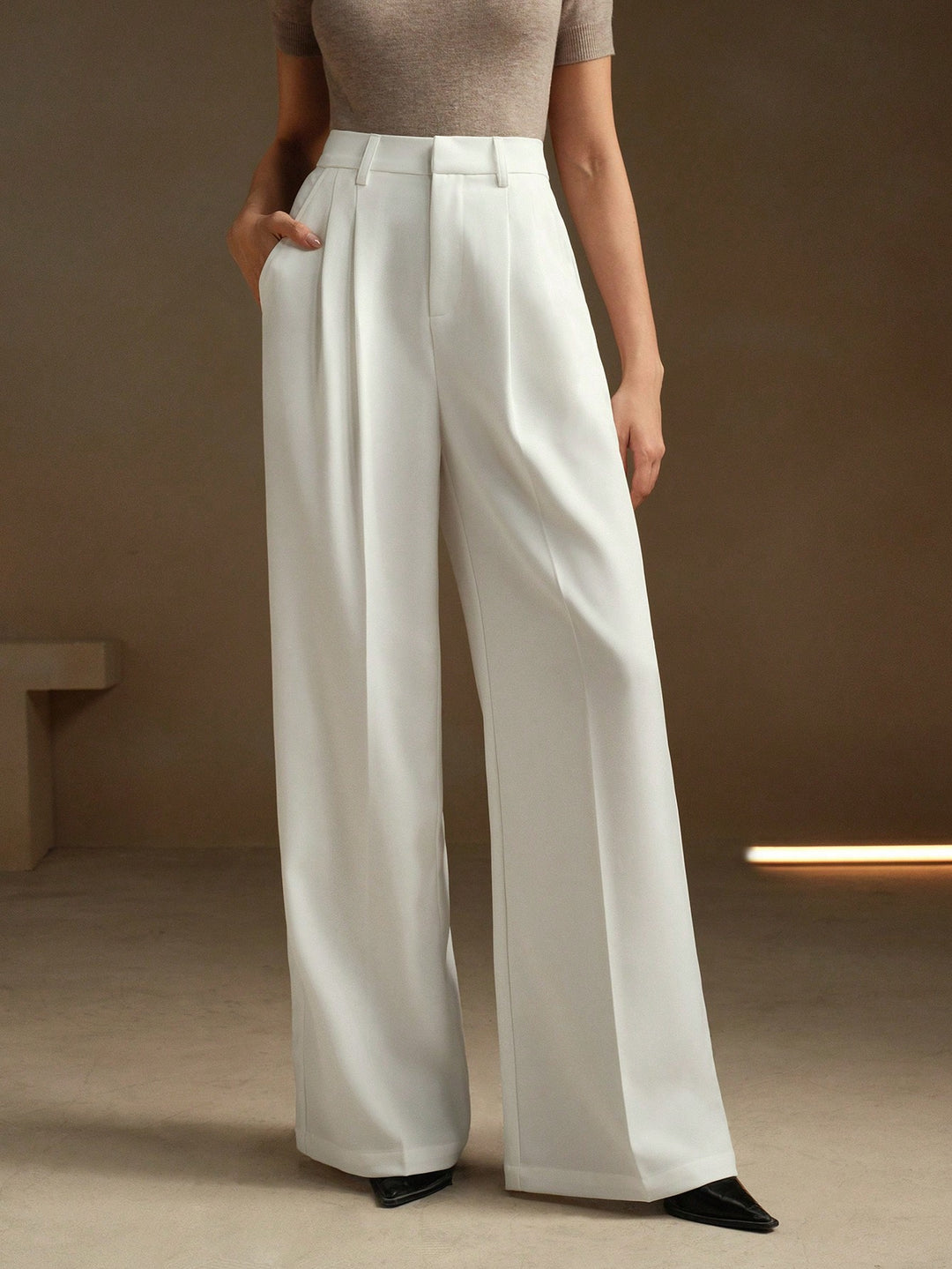 Pantalon SHEIN, alb