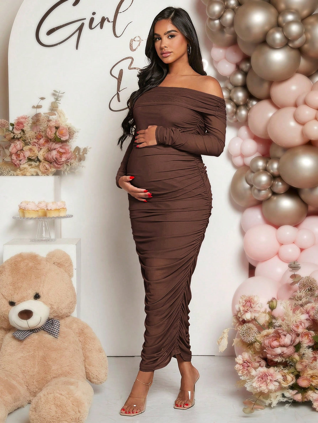 Rochie maxi SHEIN, maro