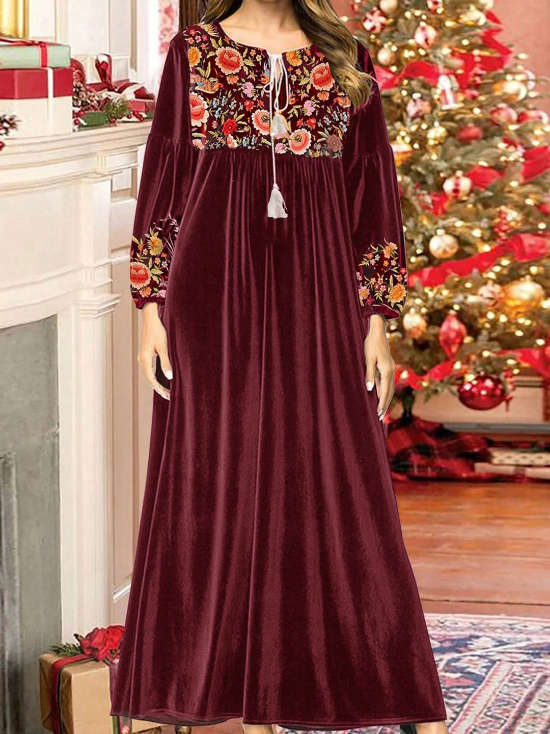 SHEIN bordó maxi ruha