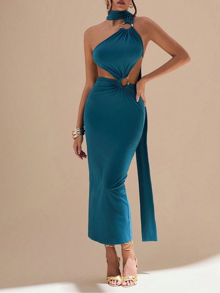 Rochie midi, turcoaz