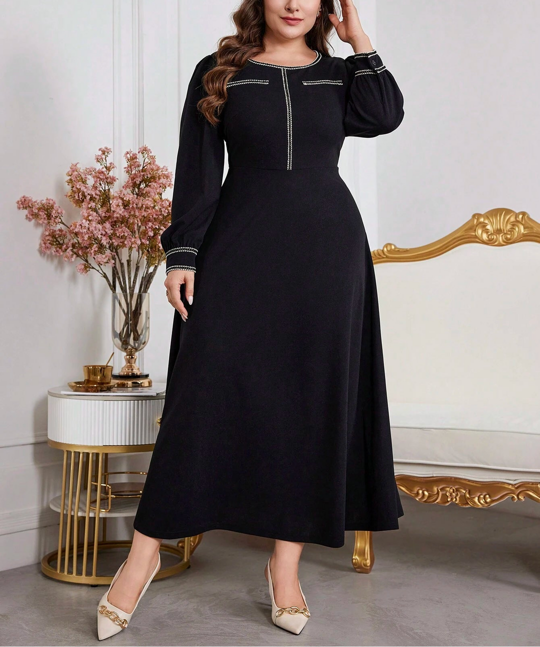 Rochie maxi Shein Curve+, negru
