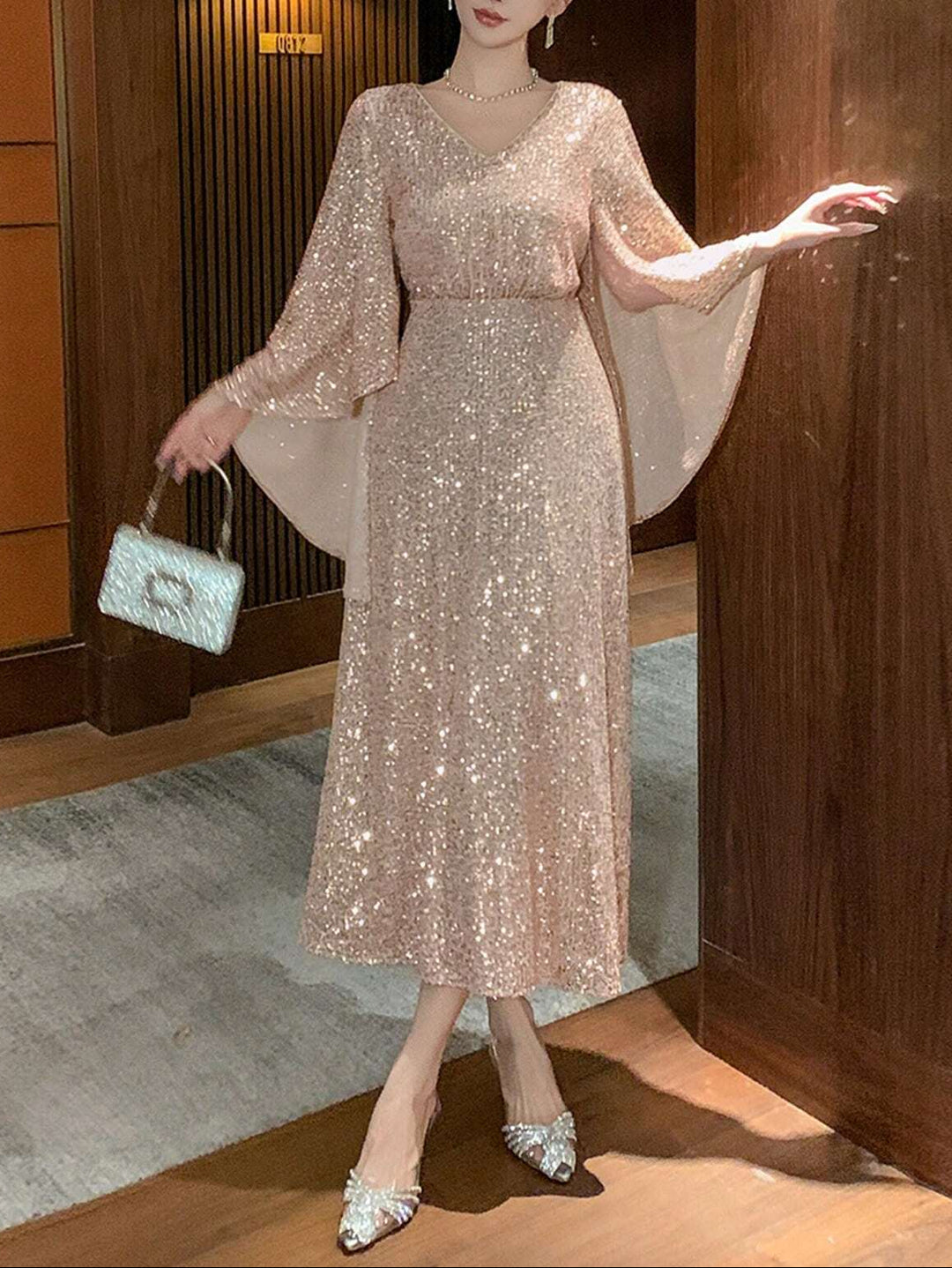 Rochie de ocazie Shein, crem