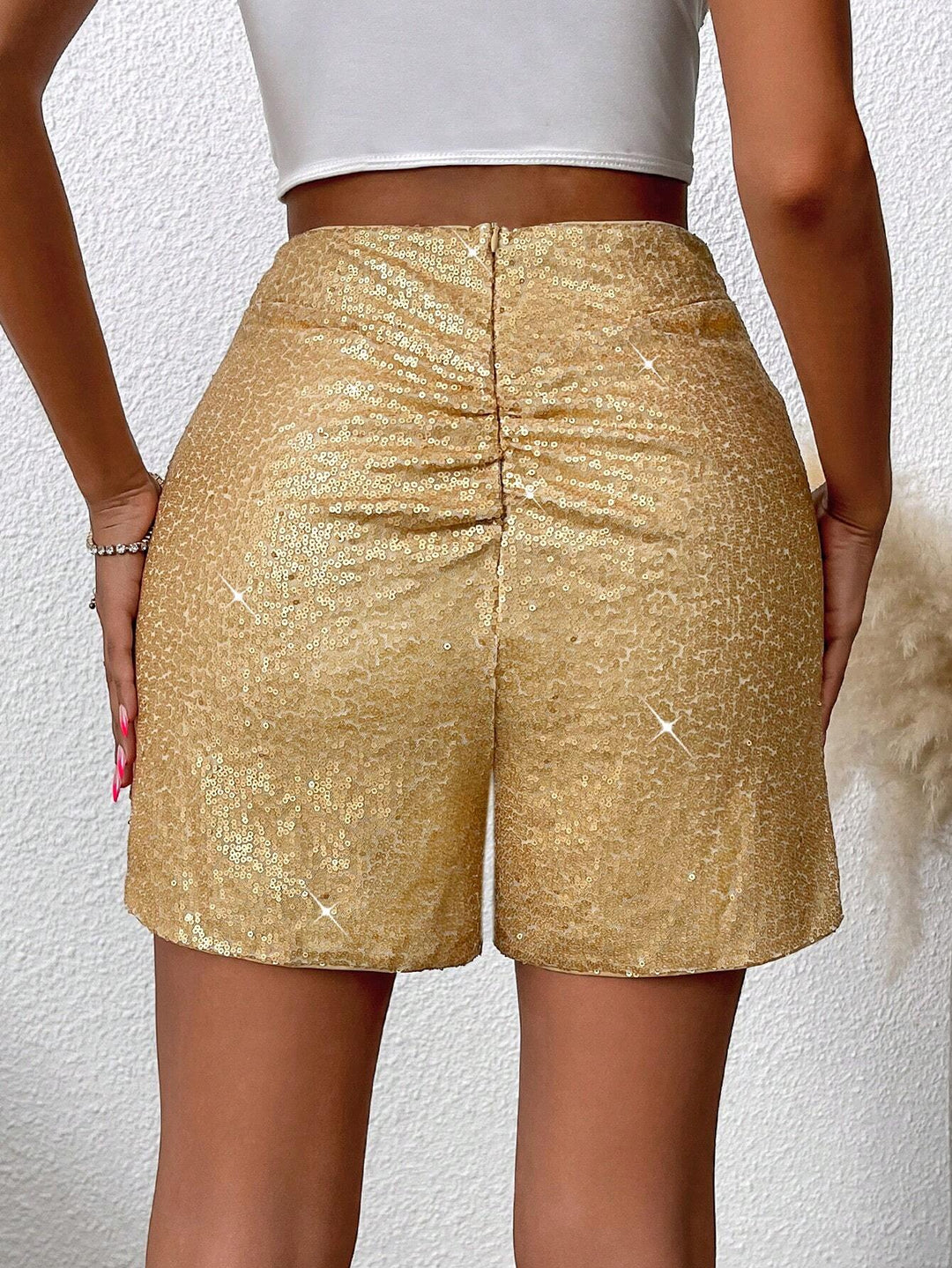 Pantaloni scurți Shein, auriu