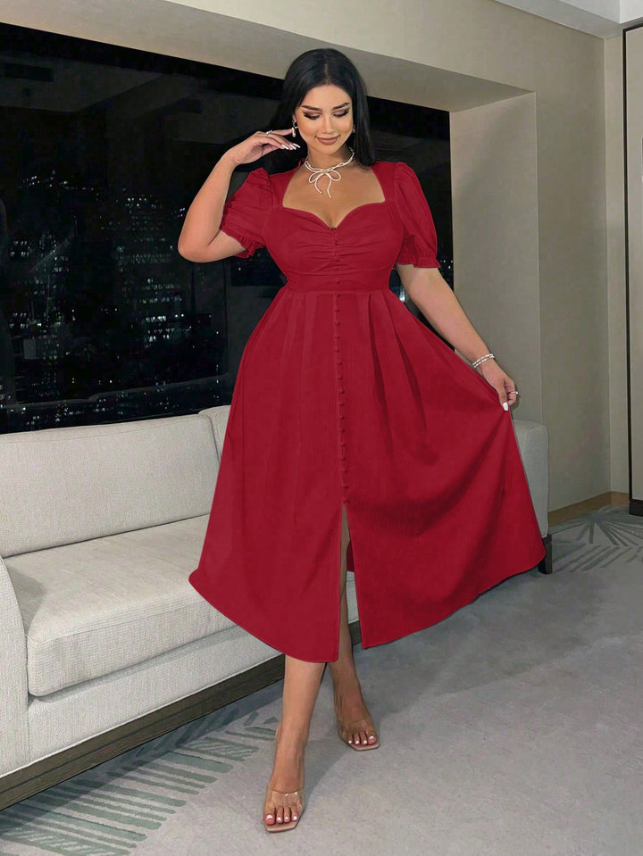 SHEIN midi ruha, piros