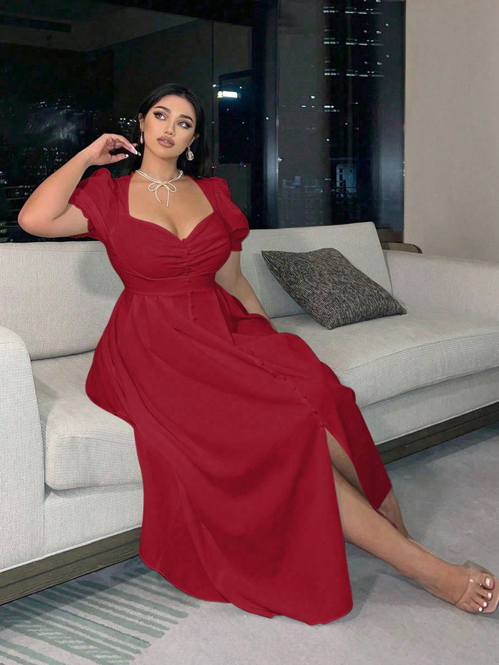 SHEIN midi ruha, piros