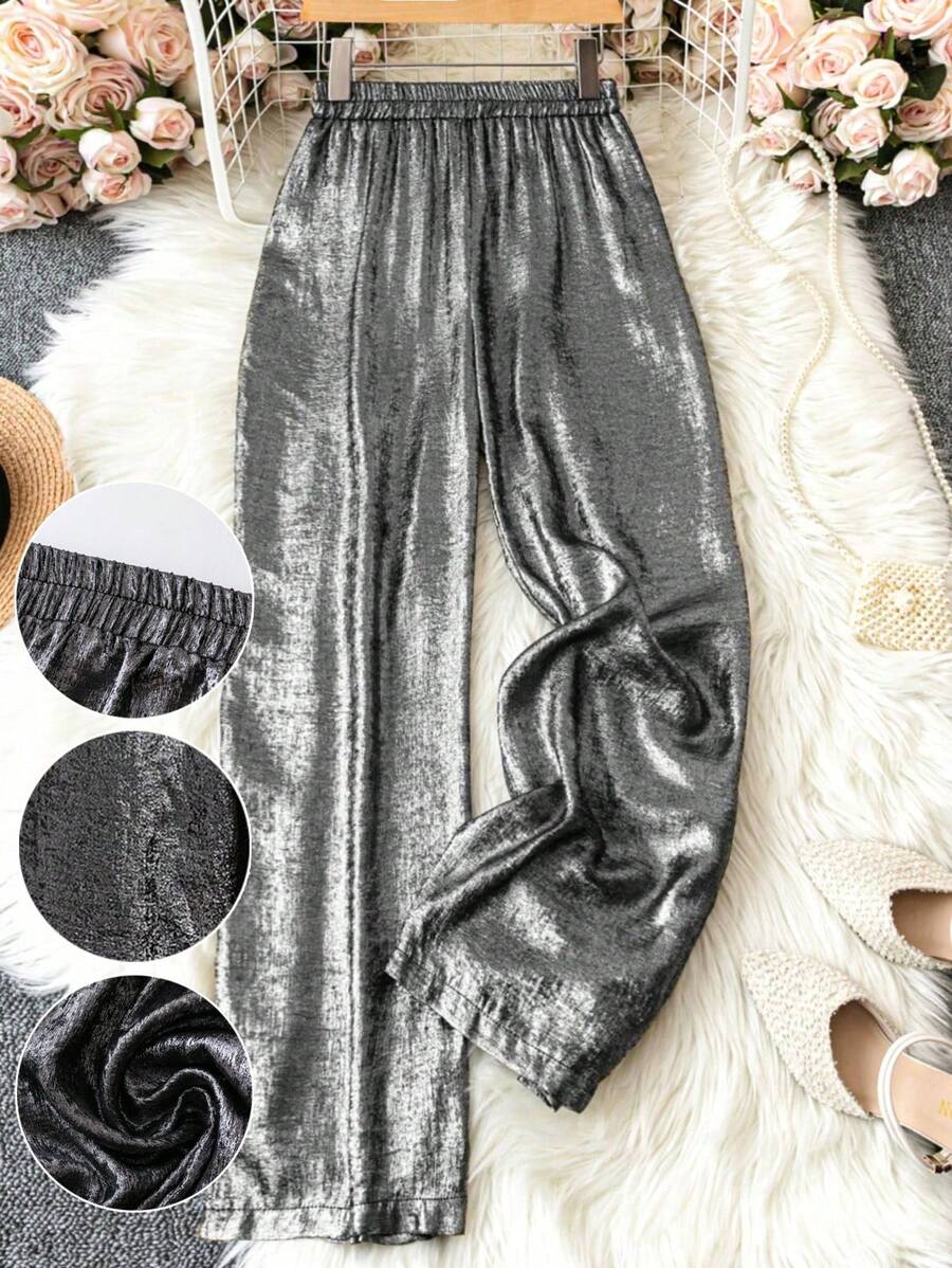 Pantaloni SHEIN, argintiu