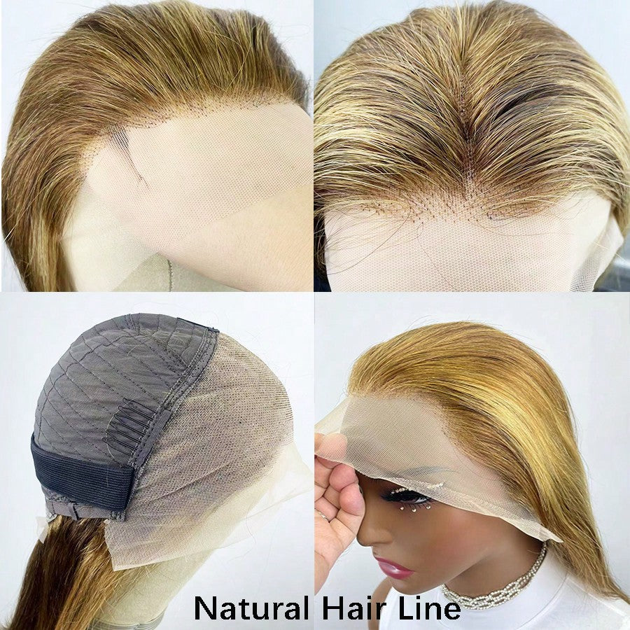 Perucă din păr natural cu dantelă SHEIN, mix culori