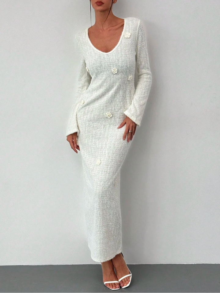 Rochie maxi Shein, crem