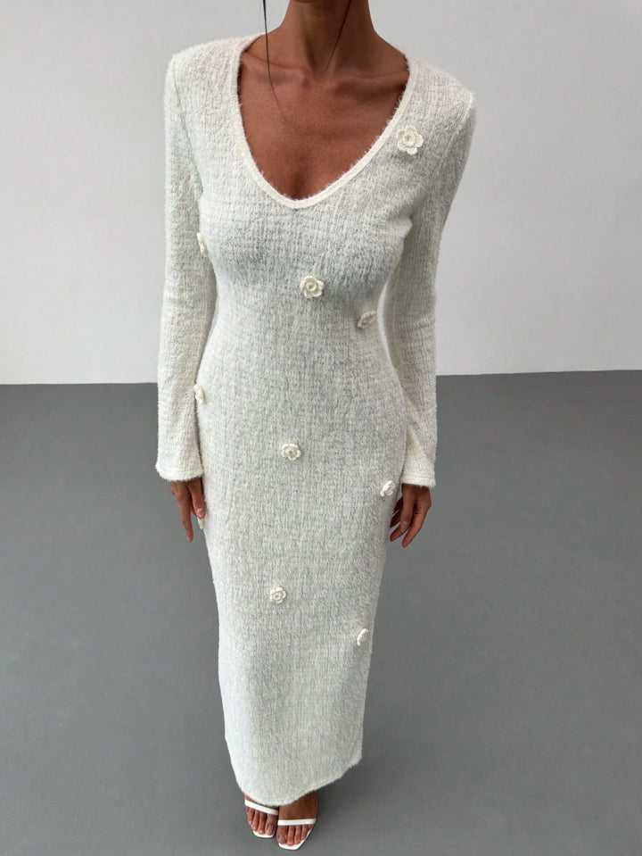 Rochie maxi Shein, crem