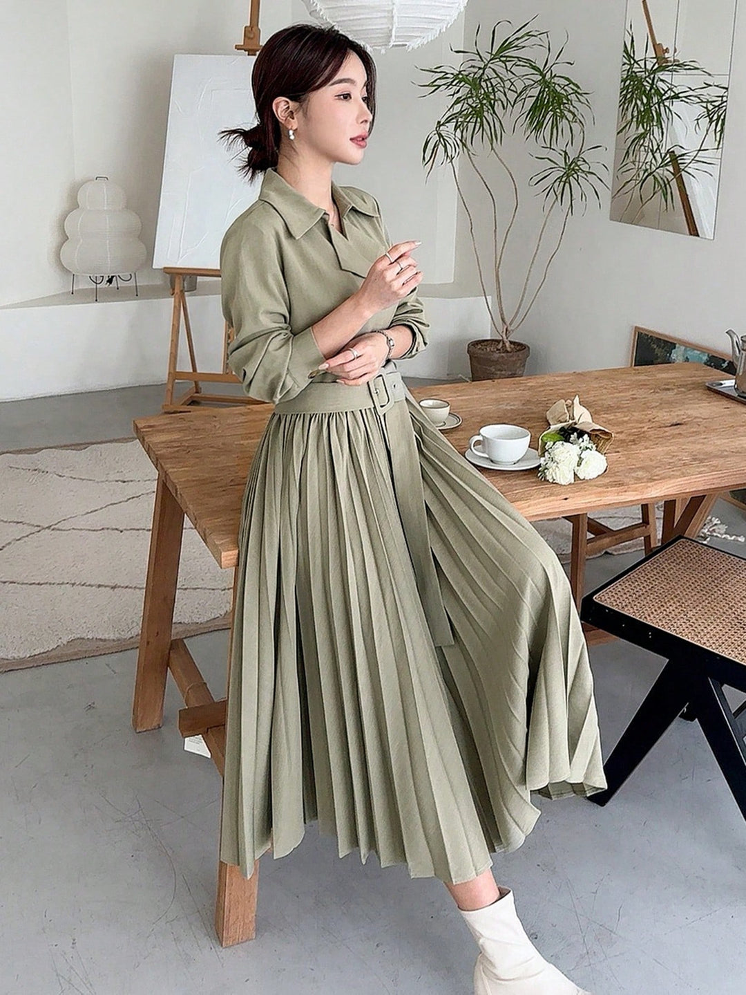 Rochie midi SHEIN, kaki