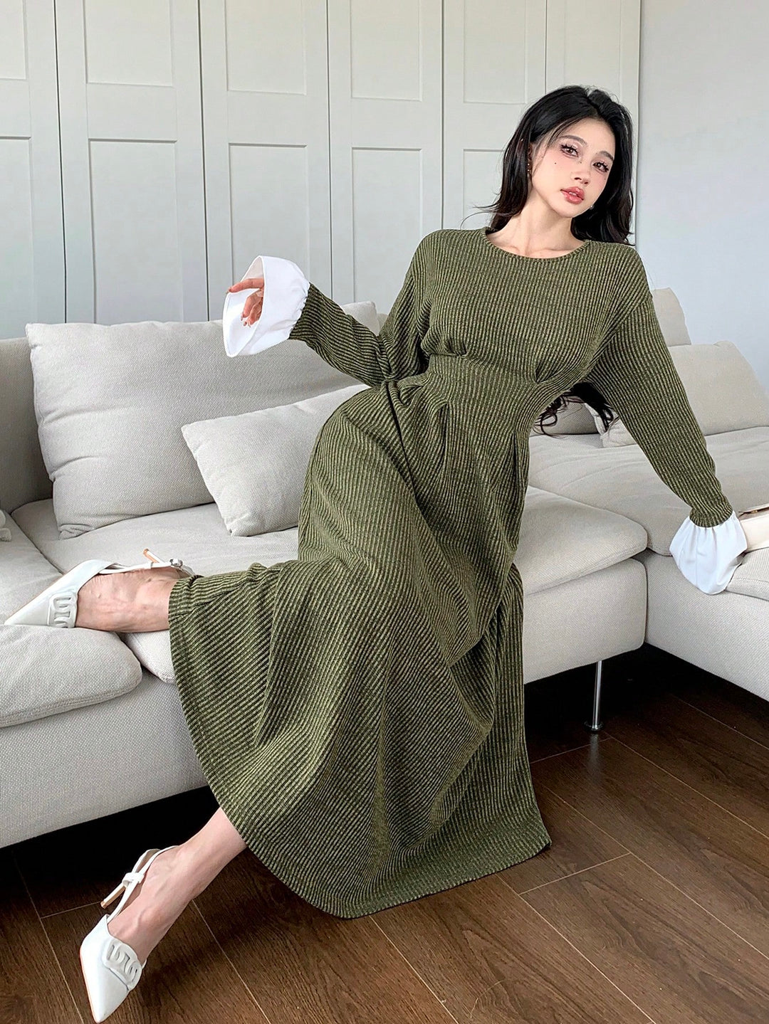 Rochie maxi SHEIN, kaki