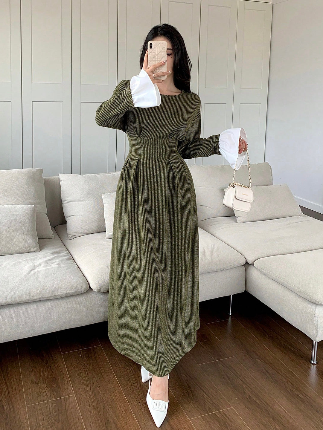Rochie maxi SHEIN, kaki