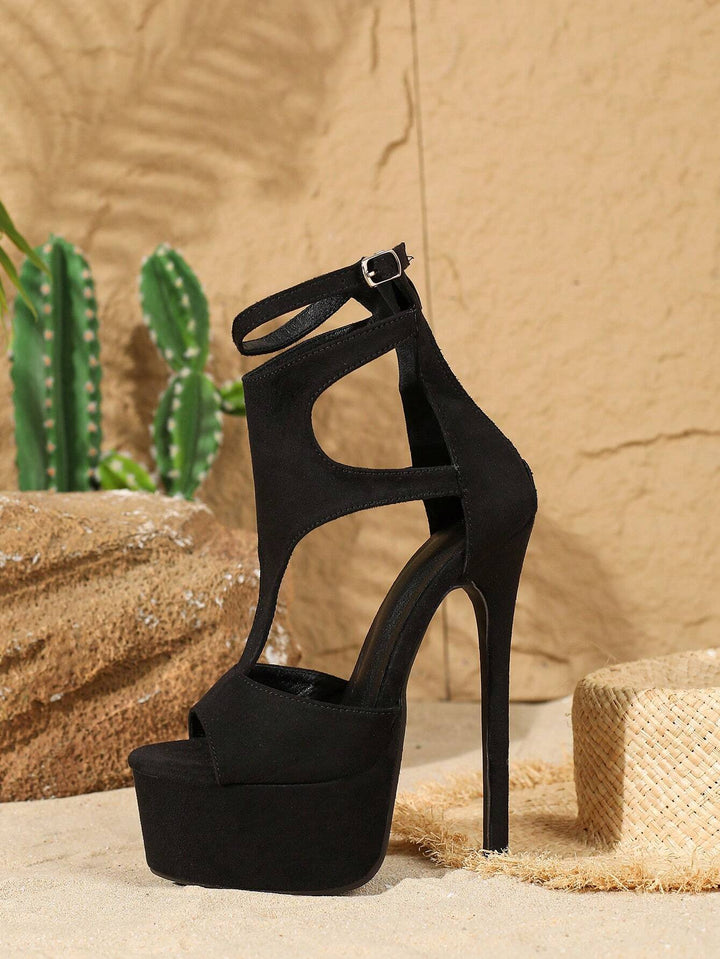 Sandale cu toc SHEIN, negru