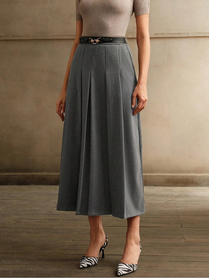 Fustă midi Anewsta by Shein, gri