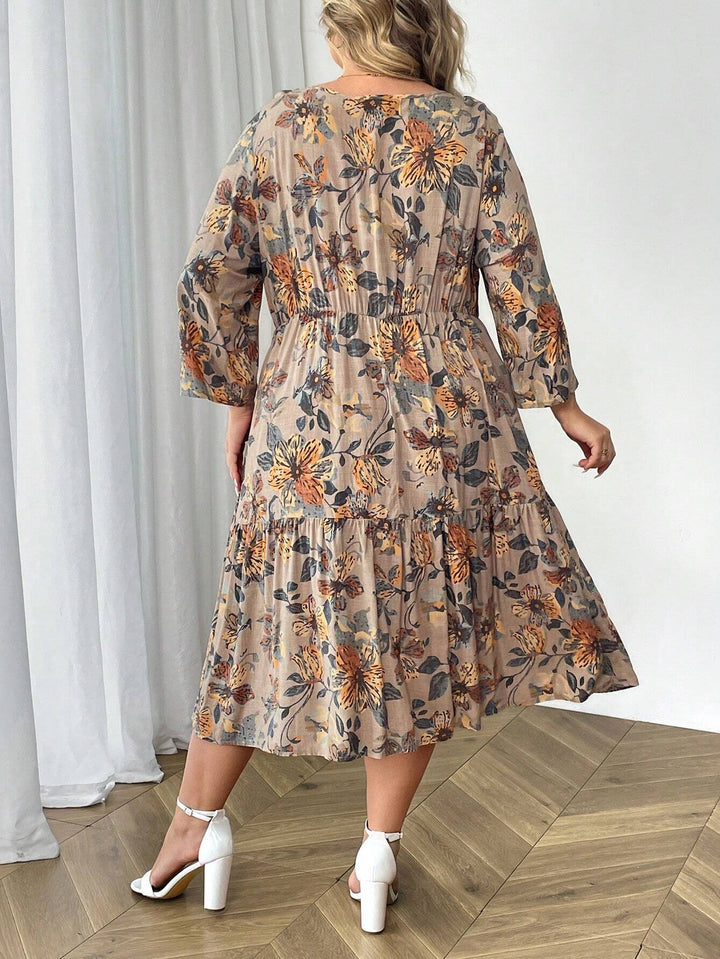 Rochie midi Shein Curve+, mix culori