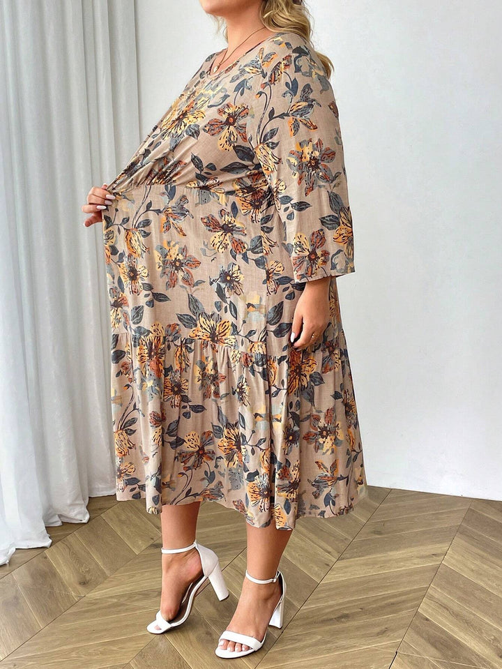 Rochie midi Shein Curve+, mix culori