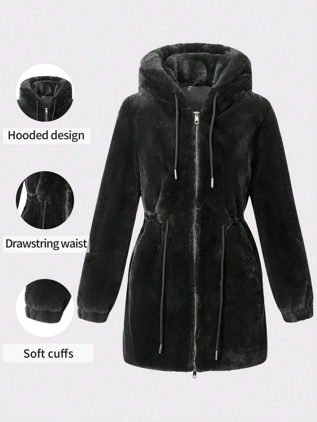 Haină de blană SHEIN, negru