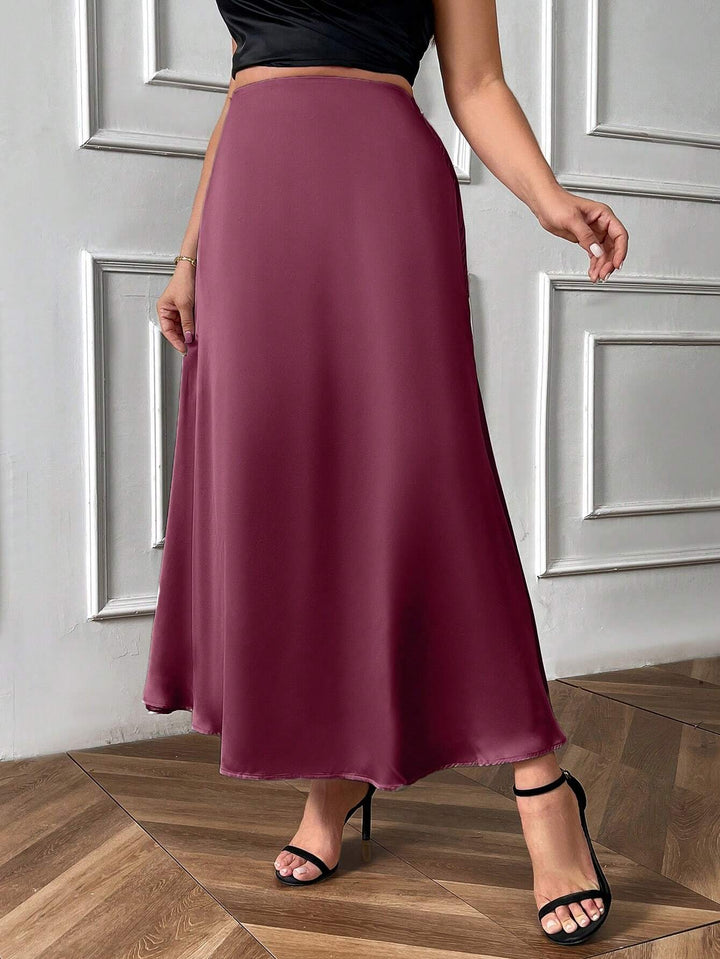 Shein Curve+ maxiszoknya, bordó