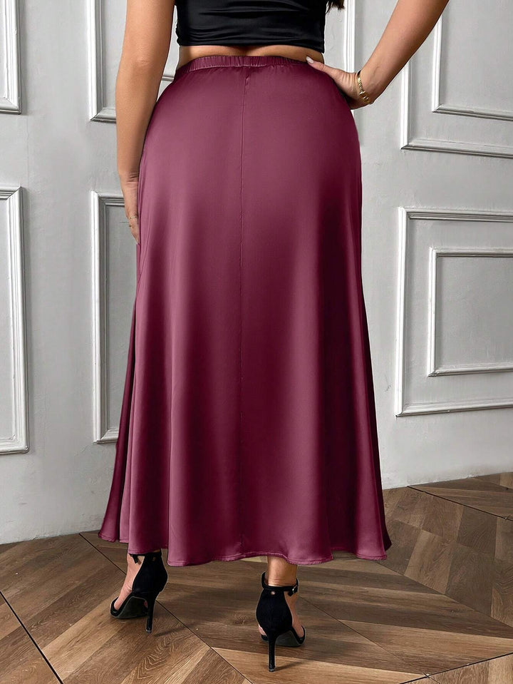 Shein Curve+ maxiszoknya, bordó
